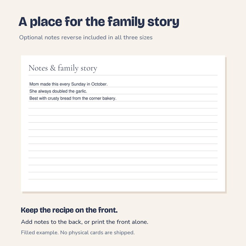 Recipe Card Template, Fillable 3x5, 4x6 and 5x7 PDFs + Print Sheets image 3