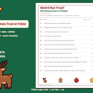 Christmas True or False Game Printable, 2 Fun Fact Decks image 1