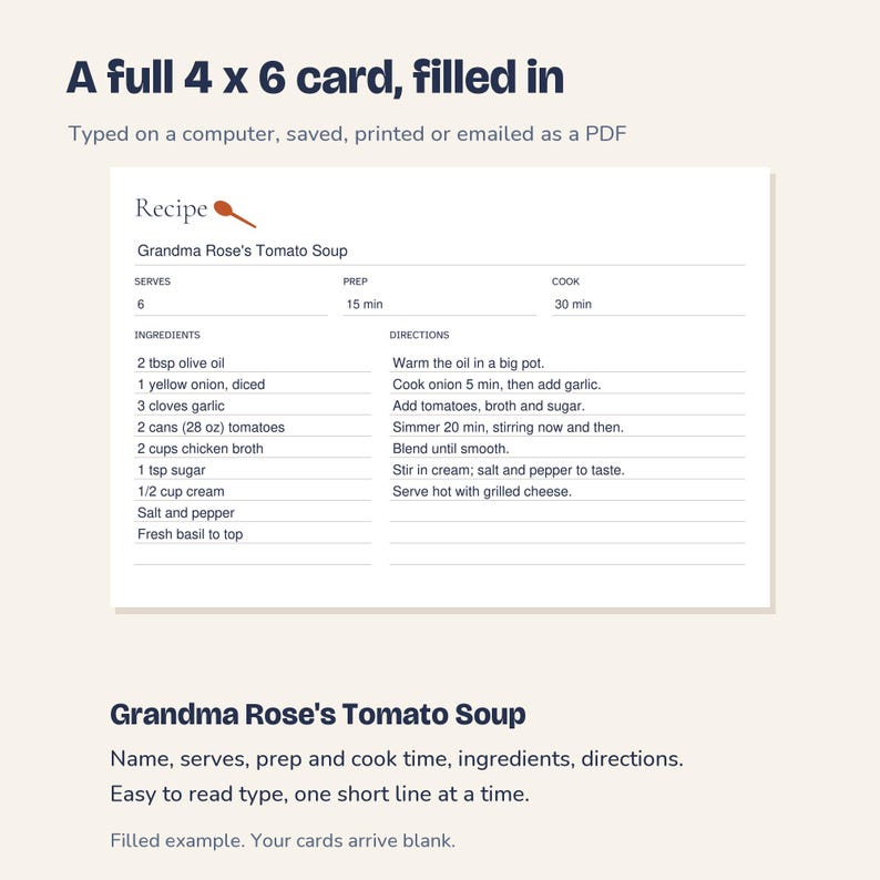 Recipe Card Template, Fillable 3x5, 4x6 and 5x7 PDFs + Print Sheets image 5