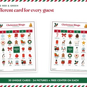 Christmas Picture Bingo Printable, 30 Classic Family Cards image 2