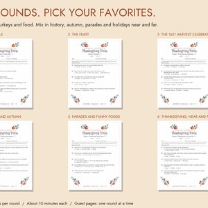 Thanksgiving Trivia Printable, 60 Questions with Answer Key image 2
