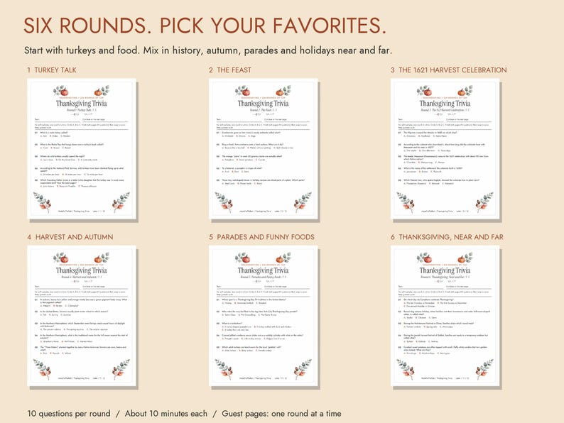 Thanksgiving Trivia Printable, 60 Questions with Answer Key image 2