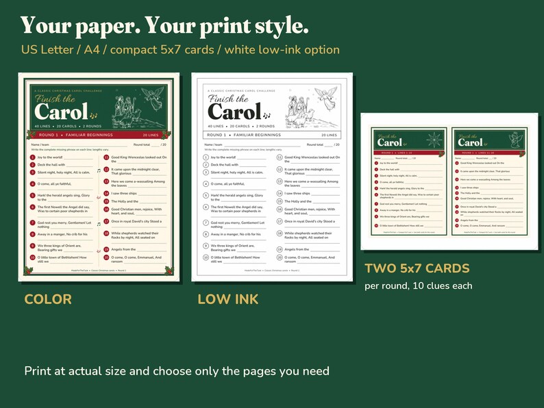 Christmas Finish the Lyrics Game, 40 Clues & Large Print PDF image 7