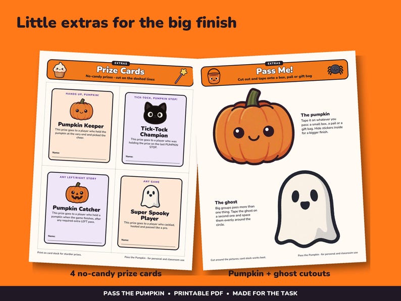 Juego imprimible de Halloween de izquierda a derecha, 3 juegos para pasar la calabaza imagen 9