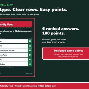 Christmas Friendly Feud Game Printable, 100 Cards for Family Teams image 3