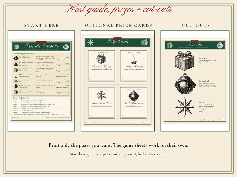 Christmas Pass the Present Game Printable, 7 Left Right & Rhyme Games image 6