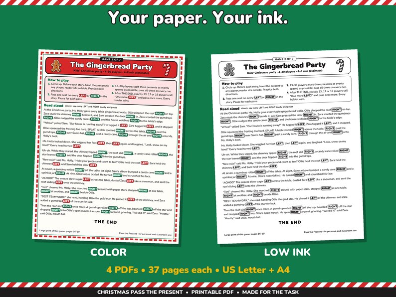Christmas Pass the Present Game Printable, Left Right Stories and Rhymes image 5