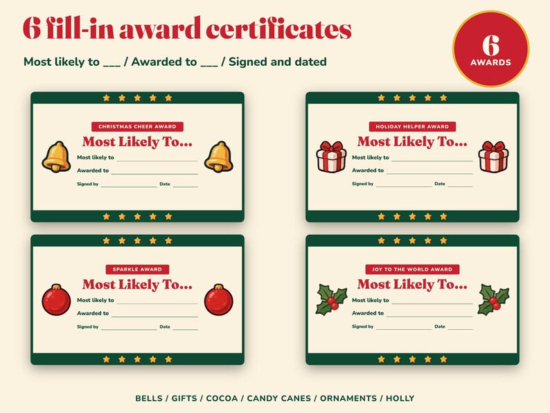 Christmas Most Likely To Game for Kids, Printable Family Party Game image 4