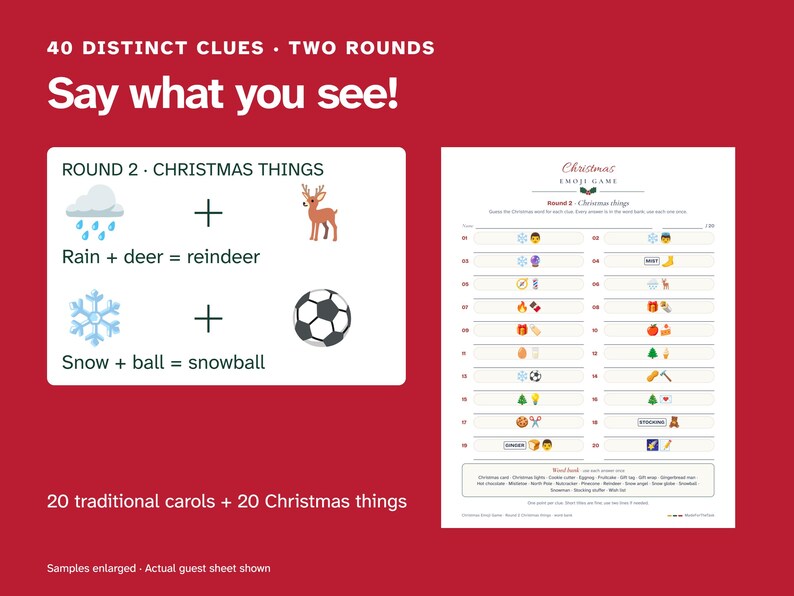 Christmas Emoji Game, 40 Clues with Answers (Printable) image 3