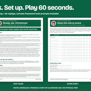 Christmas 60-Second Party Games Printable, 40 Cards & Signs image 7