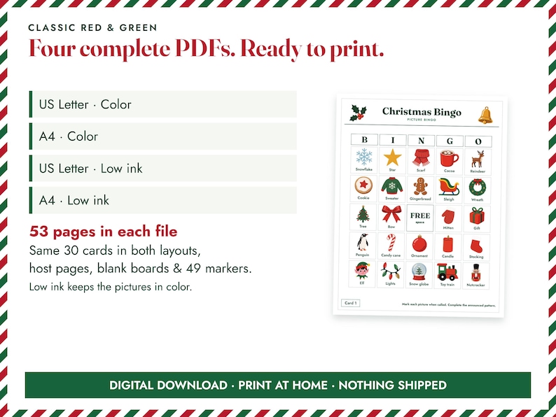 Christmas Picture Bingo Printable, 30 Classic Family Cards image 7
