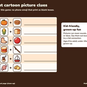 Thanksgiving & Fall Emoji Game Printable, 20 Picture Clues with Answer Keys image 3