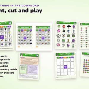 Halloween Picture Bingo Printable, 50 Gooey Ghouls Boards for Kids image 2