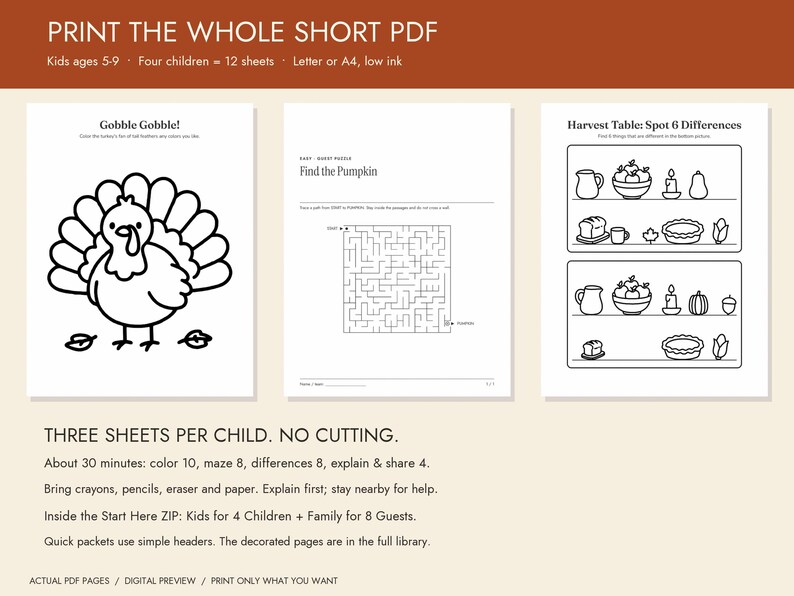 Thanksgiving Party Games Bundle Printable, Bingo and Kids Activities image 10