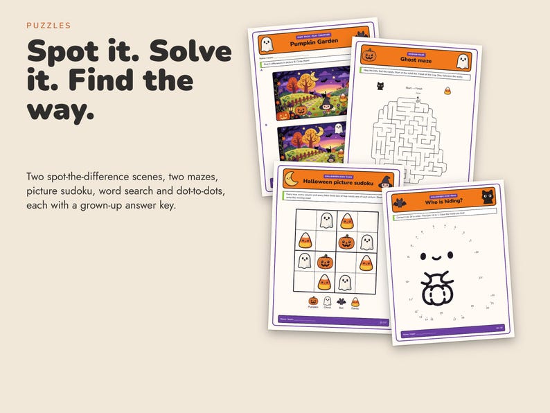 Halloween Activity Pack for Kids Printable, 21 Activities for Ages 5-7 image 9