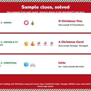 Christmas Emoji Game Printable, 3 Rounds, 60 Clues + Tie-Breaker image 3