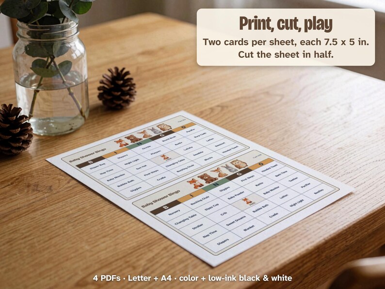 Woodland Baby Shower Bingo, 100 Prefilled Cards and Gift Bingo (Printable) image 2