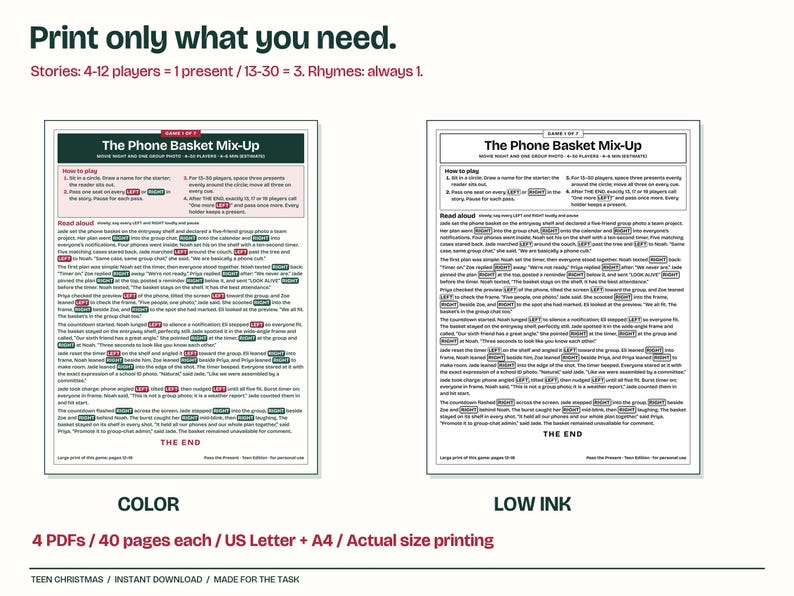 Teen Christmas Pass the Present Game, Left Right Printable image 7