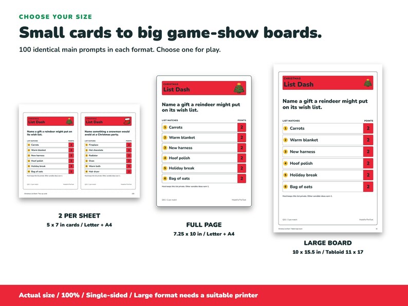 Christmas Game Printable, List Guessing Game, 100 Cards for Family Teams image 6