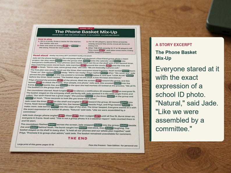 Teen Christmas Pass the Present Game, Left Right Printable image 3