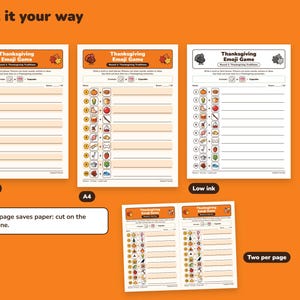 Thanksgiving & Fall Emoji Game Printable, 20 Picture Clues with Answer Keys image 6