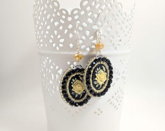 Rose Cameo Earrings, multiple colors available