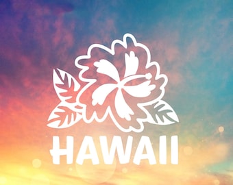 Hawaii Hibiscus Sticker - Vinyl Decal Sticker Hawaii Stickers, Tumbler Cup Decals, Laptop Sticker, Custom Vinyl Decal,