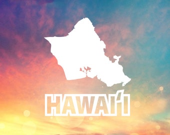 Oahu With Hawaii Vinyl Decal Sticker, Hawaii, Hawaiian Sticker, Tumbler Cup Decals, Laptop Sticker, Custom Vinyl Decal, Glass Decals
