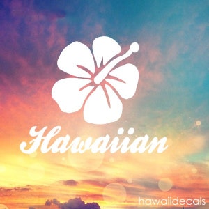 Hawaiian Flower Decal - Hawaiian Sticker Vinyl Decal Hawaii Sticker  Tumbler Cup Decals, Laptop Sticker, Custom Vinyl Decal, Glass Decals