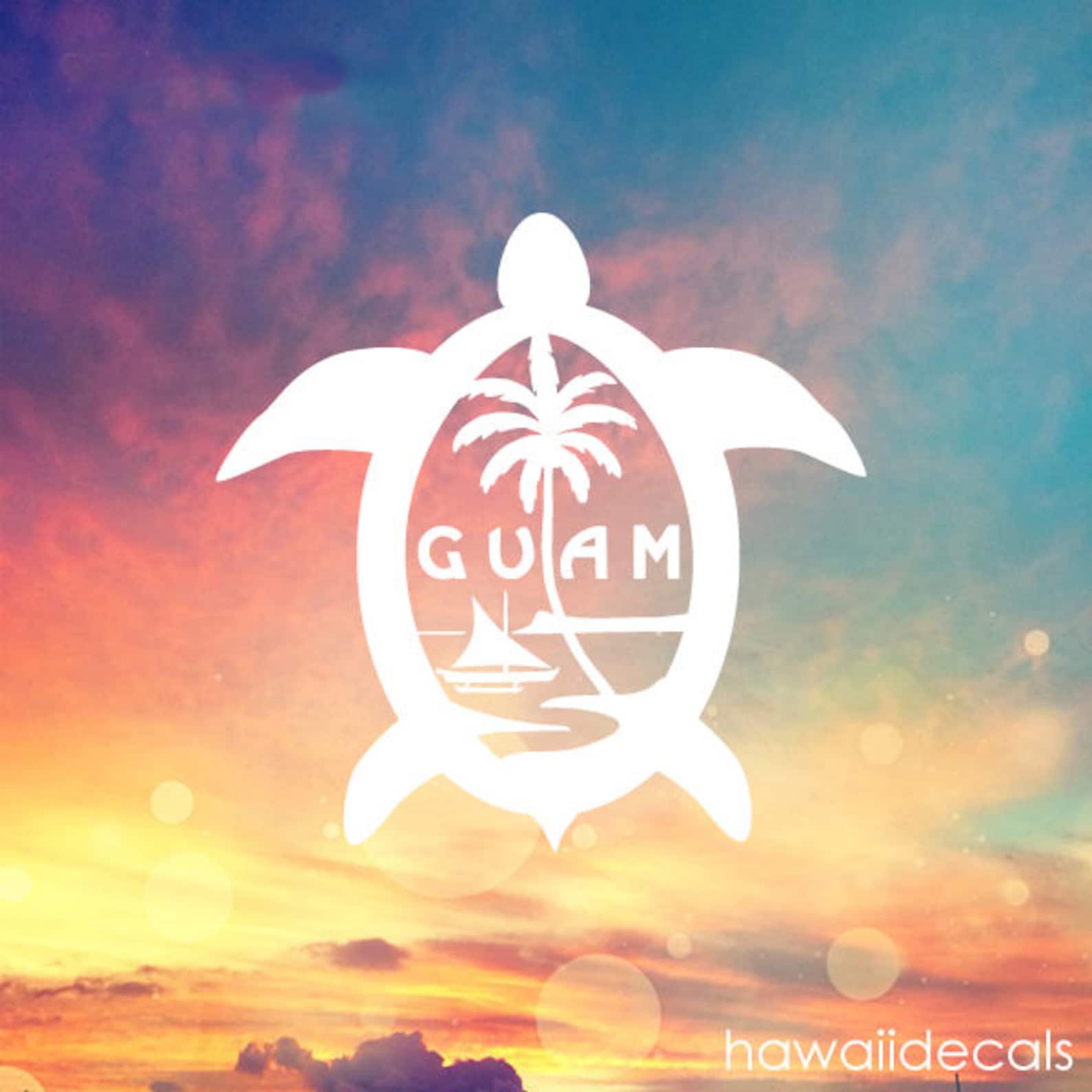 Guam Sticker Turtle With Seal of Guam Sticker Vinyl Decal Etsy