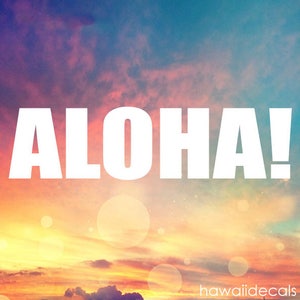 Aloha Decal - Aloha Sticker Hawaii Plumeria Stickers, Tumbler Cup Decals, Laptop Sticker, Custom Vinyl Decal, Glass Decals