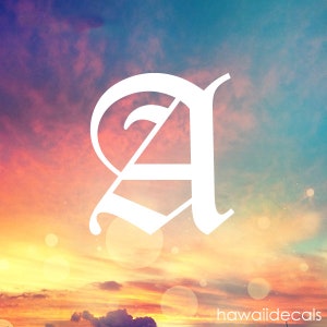 Old English Letter A Initial Vinyl Decal Sticker Tumbler Cup Decals, Laptop Sticker, Glass Decals