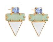 turquoise stud earrings, statement earrings, cocktail earrings, geometric earrings, stud earrings, crystal earrings.