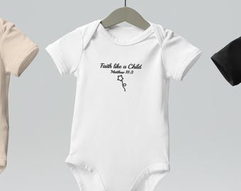 Babyrompertje van biologisch katoen | Outfit met Bijbeltekst 'Geloof zoals een kind'