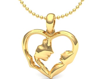 Mom Jewelry Gift.  Mother & Child Necklace in 14K Gold. Personalized Gold Color.