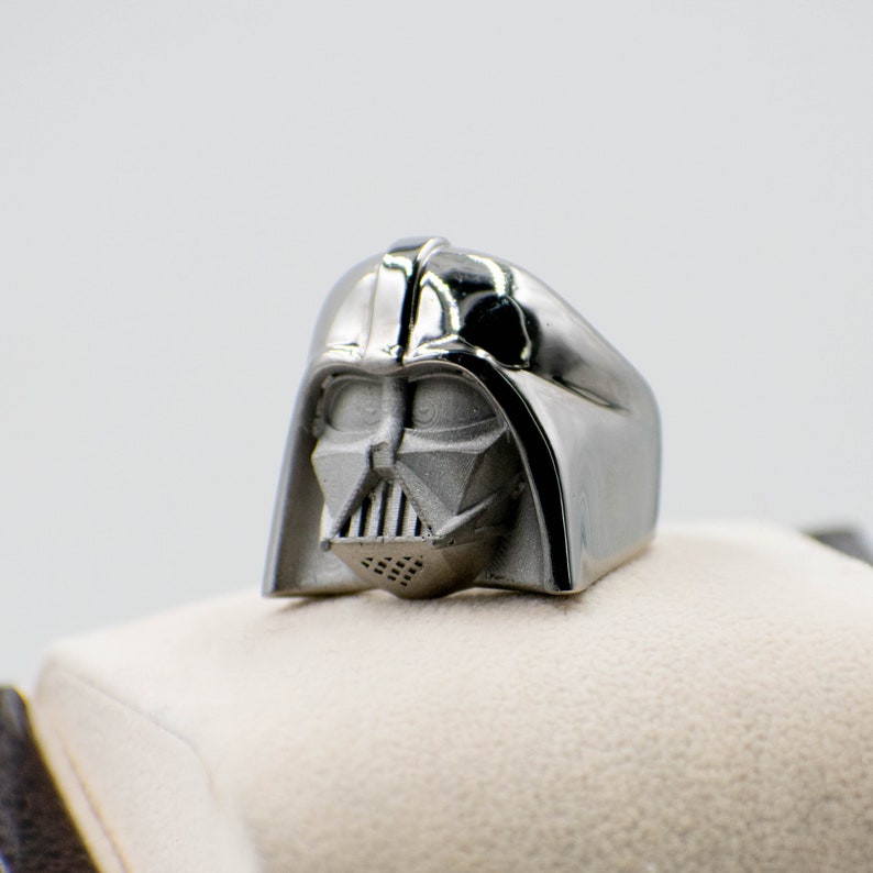Darth Vader Helmet Ring in Sterling Silver and Black Rhodium | Etsy