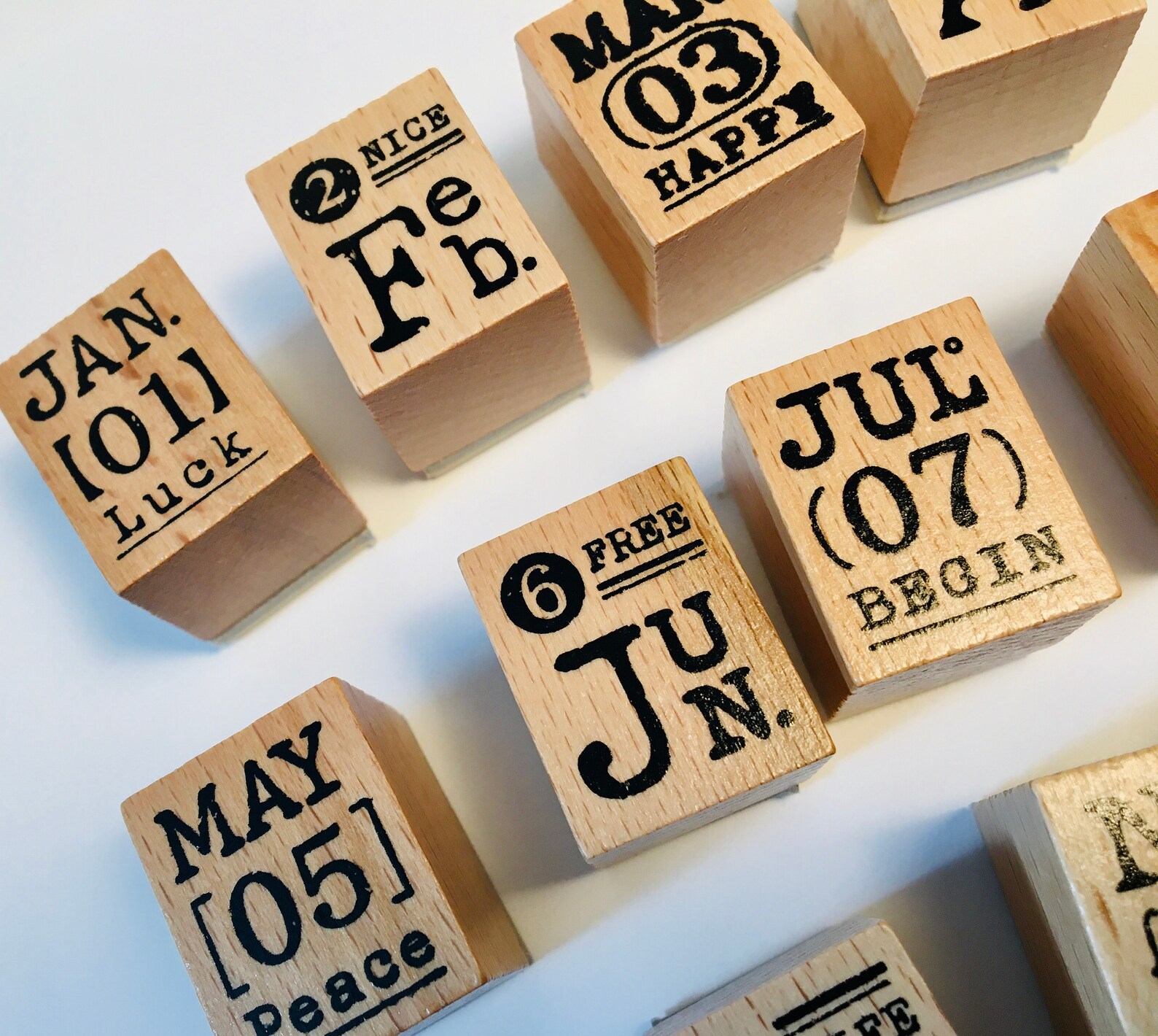 Wood Rubber Stamp SetMonths Stamp Set 12 Rubber Stamps Set Etsy