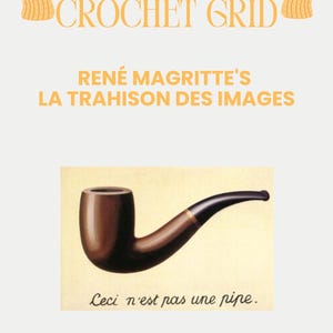 René Magrittes La trahison des images Virkmönster (PDF-nedladdning) (virkat rutnät)