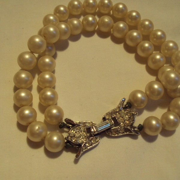 Trifari Double Strand Pearl Bracelet