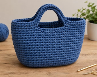 Chunky T-Shirt Yarn Tote Bag Crochet Pattern, Beginner Market Bag (PDF Download)