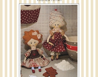 Pdf Sewing Pattern-STUFFED DOLLS in 2 different subjects - Stuffed toy sewing pattern, Cloth doll pattern, Chocolate, Cupcake, stuffed toy.