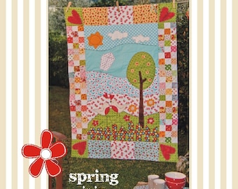 Pdf Sewing Pattern-QUILT Spring is in the Air with fabric appliquè-Pdf sewing quilt pattern, child gift, present, sewing  pattern, spring