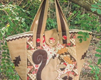 Pdf Sewing Pattern - THE FALL BAG , Fall Bag Sewing Pattern, Bag with Squirrel, Autumn Bag Sewing Pattern, Fabric Bag Pattern