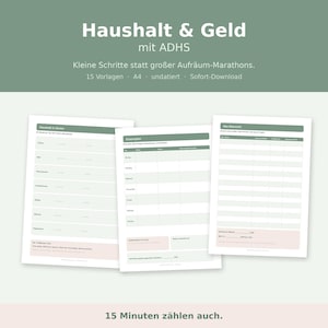 ADHD Household Planner (German) Cleaning Schedule Zones Meal Plan Shopping List Budget Subscription Check Paperwork A4 Undated Digital Download