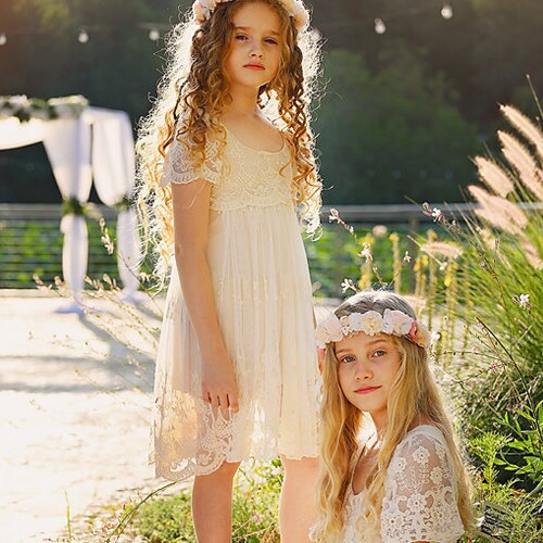 Lace Boho First Communion Dress Ivory Color - Etsy