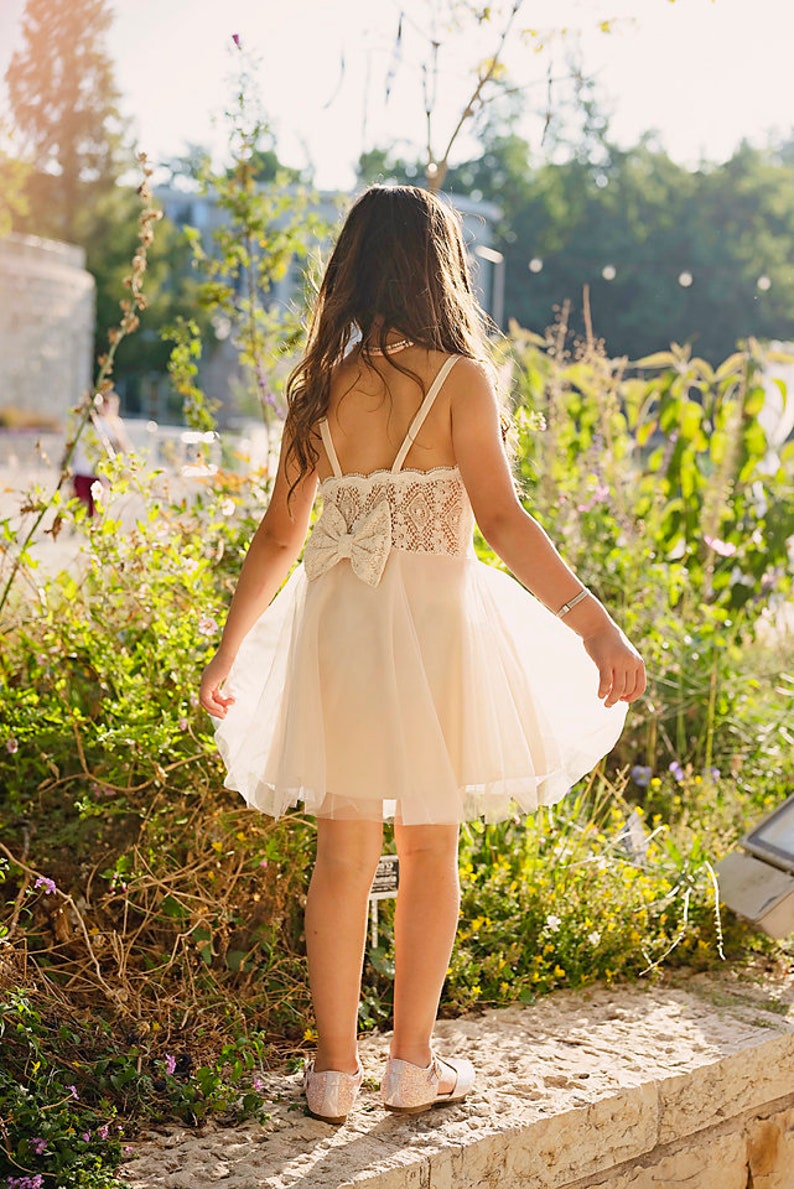 Champagne Lace Tulle Flower Girl Dress Junior Bridesmaid Etsy
