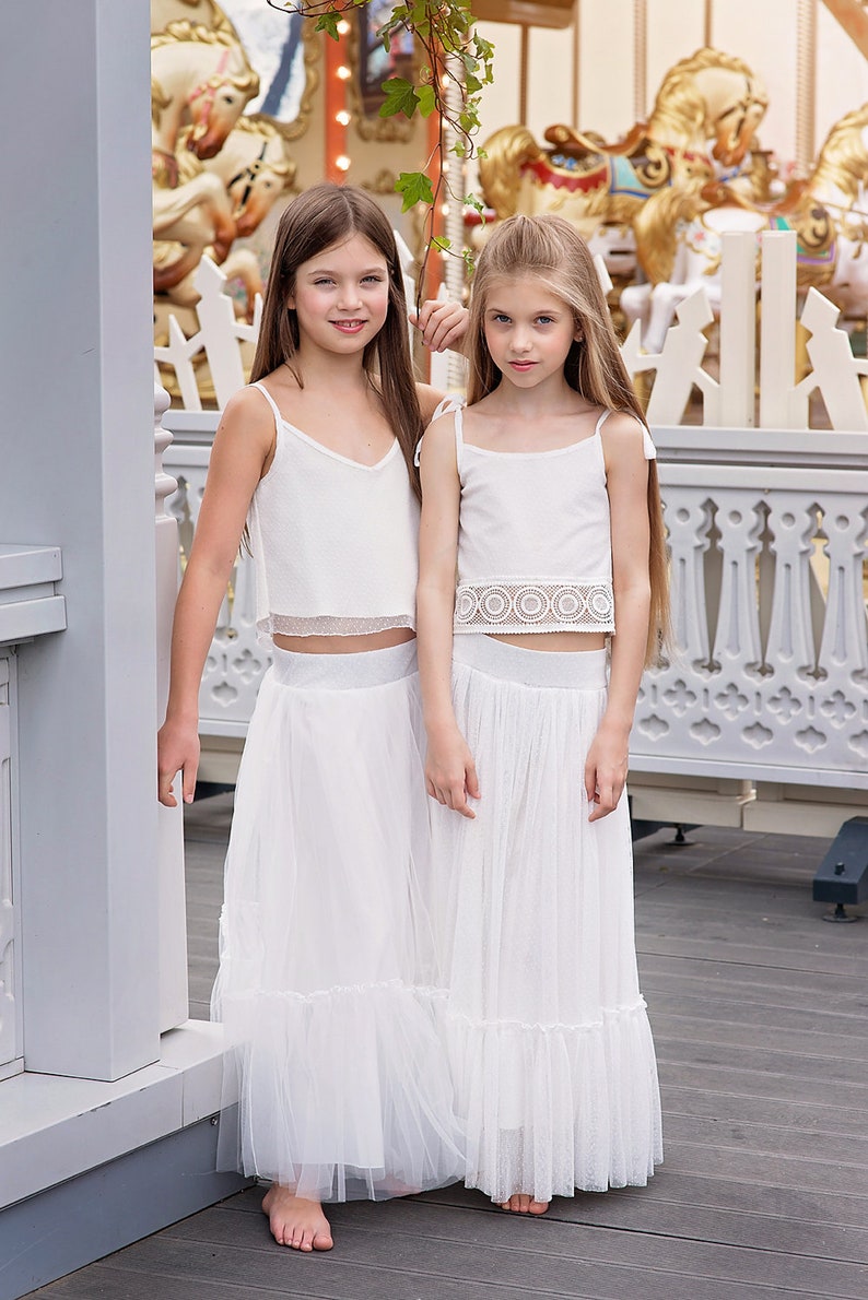 Boho Flower Girl Dress Junior Bridesmaid Skirt and Top Set Etsy