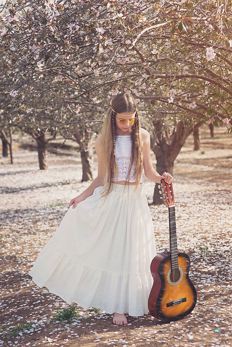 Boho Crochet Lace Flower Girl Dress Junior Bridesmaid Dress Etsy