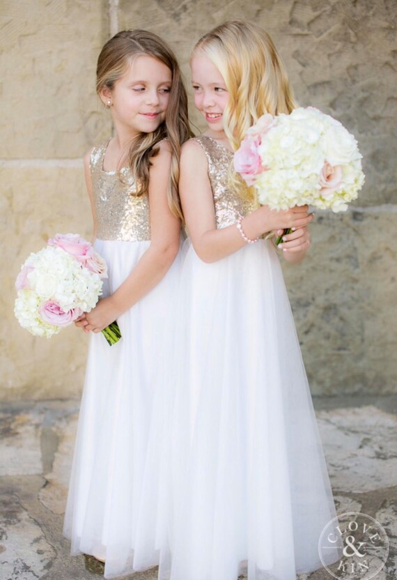 etsy rose gold flower girl dress