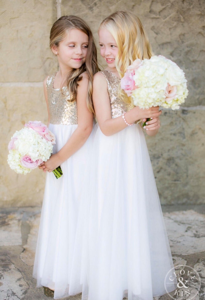 Pink Sequin Flower Girl Dress